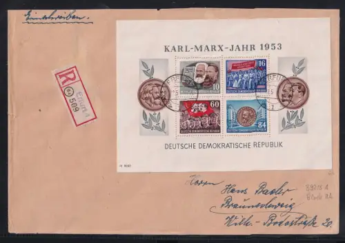 DDR Block 9 A auf Brief als Einzelfrankatur Einschreiben #DAX65