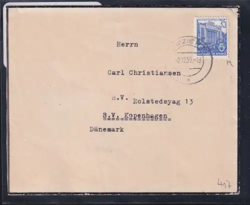 DDR 417 auf Brief als Einzelfrankatur Ausland #DAX78