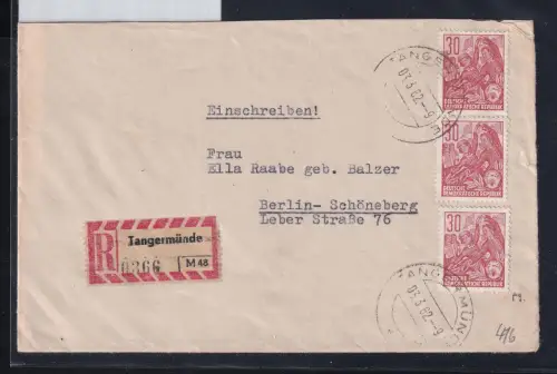 DDR 416 auf Brief als Mehrfachfrankatur Einschreiben #DAX79