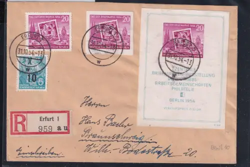 DDR 445 A+B+Block 10 u.a. auf Brief als Mischfrankatur Einschreiben #DAX66