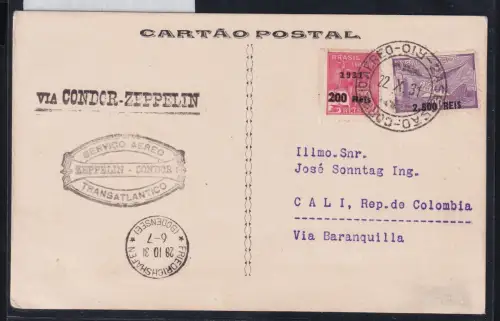 Deutsches Reich auf Postkarte Zeppelinpost #DBT24