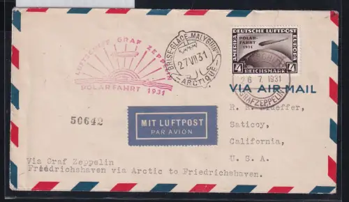 Deutsches Reich 458 auf Brief Zeppelinpost #DBT26