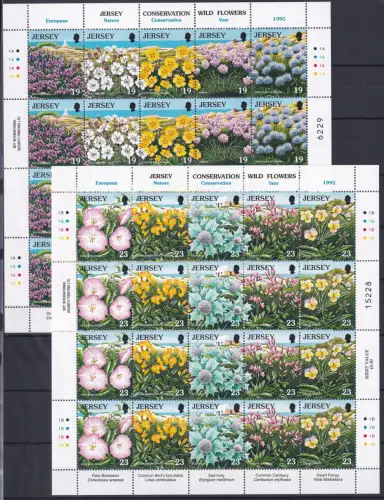 Jersey 702-711 postfrisch als Keinbögen, Blumen #OM625