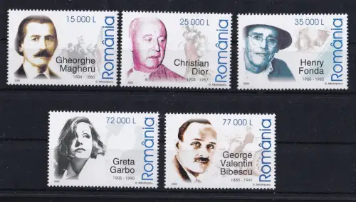 Rumänien 5898-5902 postfrisch Persönlichkeiten #OM952