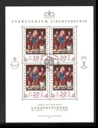 Liechtenstein 1151 gestempelt Kleinbogen mit ESST #OM916