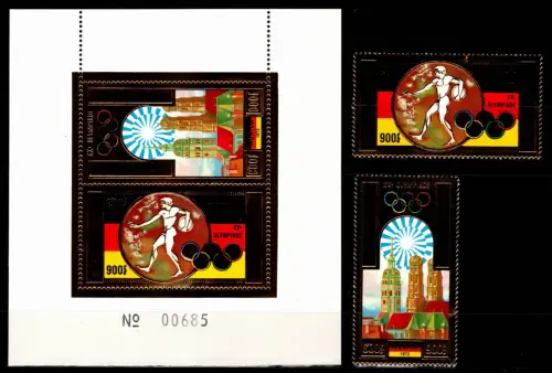 Kambodscha Block 29 A + 351-352 A postfrisch Olympiade 1972 München #OM993