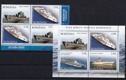 Rumänien Block 358 + 5967-5970 postfrisch Marine #OM948