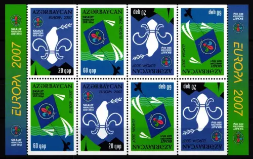 Aserbaidschan H-Blatt mit 679-/80 A postfrisch CEPT 2007 #GW527