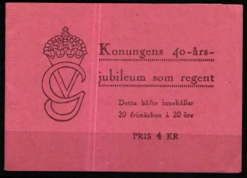 Schweden 330 D postfrisch als Markenheft #NT643