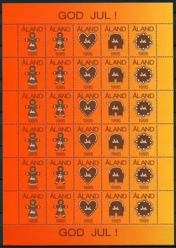Aland Kleinbogen Weihnachtsmarken 1995 postfrisch #IJ115