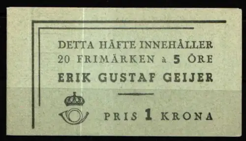 Schweden 327 D postfrisch als Markenheft #NT641