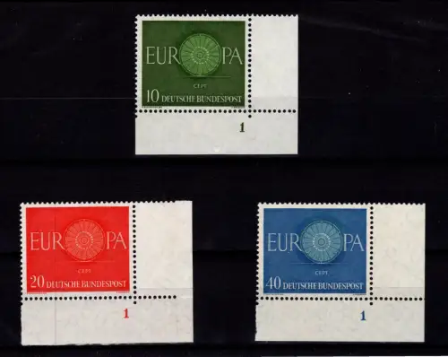 BRD Bund 337-339 FN 1 postfrisch Eckrand #DBS09