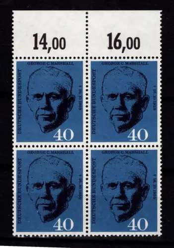 BRD Bund 344 OR postfrisch im 4er Block #DBS23