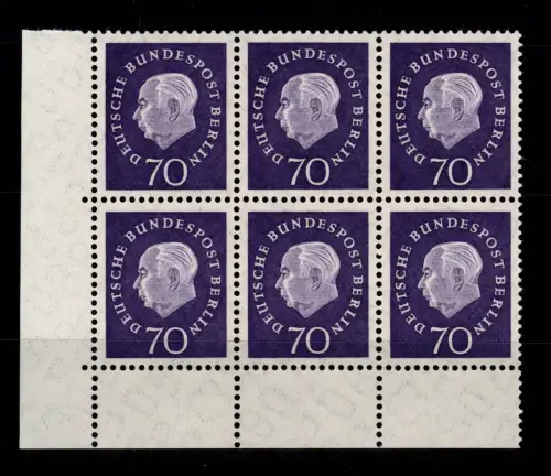 Berlin 186 Ecke 3 postfrisch im Eckrand 6er Block #DBS03