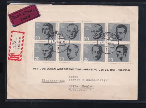 BRD Bund Block 3 auf Brief Einschreiben Eilbote #DBS94