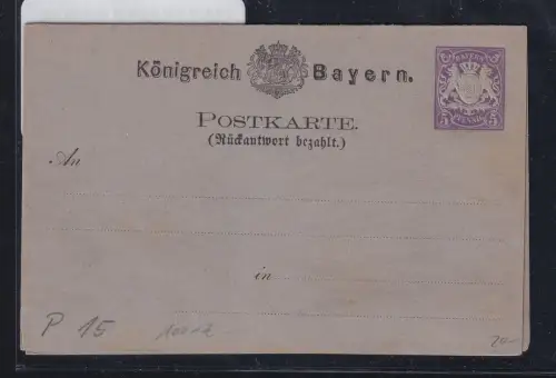 Bayern P 15 als Ganzsache Frage+Antwort ungebraucht #DBS63