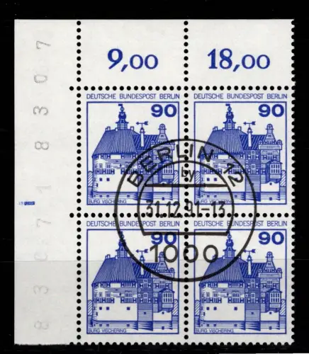 Berlin 588 Ecke 1 RZD im 4er Block gestempelt mit Berlinstempel Letztag #DCE35