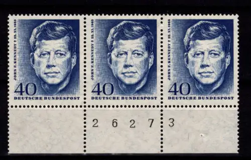 BRD Bund 453 UR 3er Streifen postfrisch mit Bogenzählnummer #DBS27