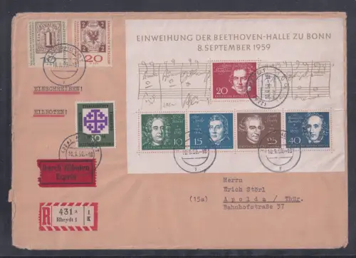 BRD Bund Block 2 u.a auf Brief Einschreiben Eilbote #DBS80