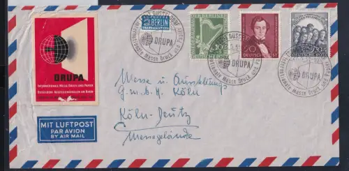 Berlin 72-73, 74 auf Brief mit Sonderstempel DRUPA Düsseldorf #DBS82