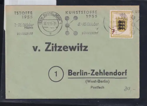 BRD 212 auf Brief als Einzelfrankatur Fernbrief #DBS38