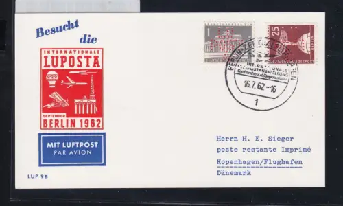 Berlin 140, 147 Perfin auf Brief Sonderstempel Luposta 1962 #DBS46