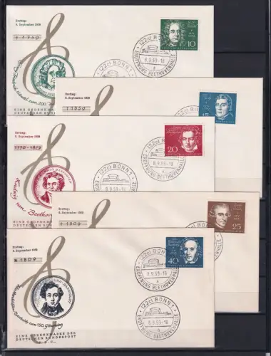 BRD 315-319 als Ersttagsbrief 5 Belege einzeln #DBS31