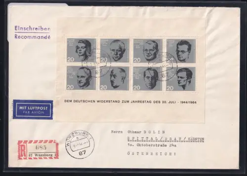 BRD Bund Block 3 auf Brief Einschreiben Ausland Luftpost #DBS86