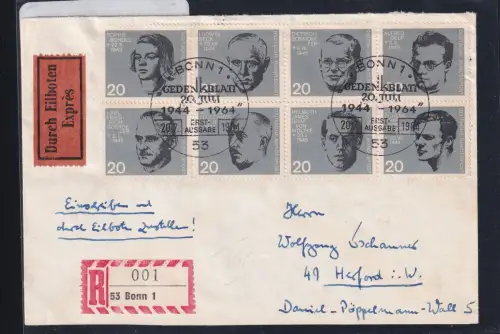 BRD Bund Herzstück Block 3 als Ersttagsbrief R- Eilbrief Sonderstempel #DBS92