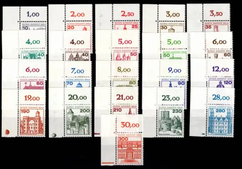 Berlin Burgen + Schlösser Lot ex 532-677 Ecke 1 postfrisch teils mit RZD #DCE73