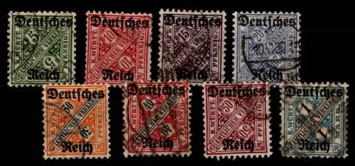 Deutsches Reich Dienstmarken 57-64 gestempelt geprüft Infla #DCF37