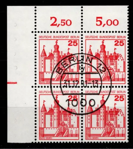 Berlin 587 Ecke 1 RZD im 4er Block gestempelt mit Berlinstempel Letztag #DCE34