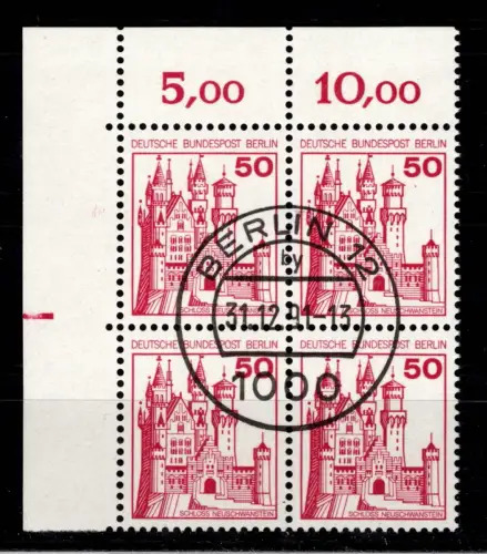 Berlin 536 Ecke 1 RZD im 4er Block gestempelt mit Berlinstempel Letztag #DCE28