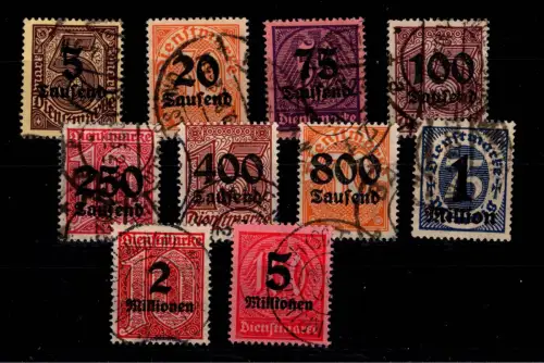 Deutsches Reich Dienstmarken 89-98 gestempelt #DCF40