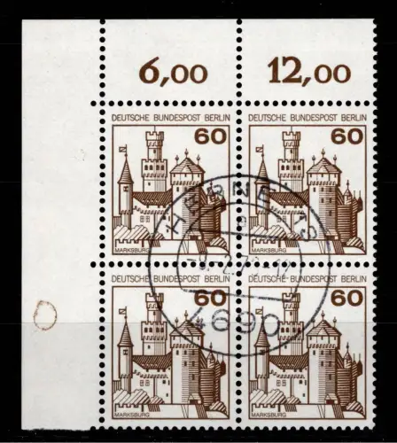 Berlin 537 Ecke 1 RZD im 4er Block gestempelt mit Tagesstempel #DCE30