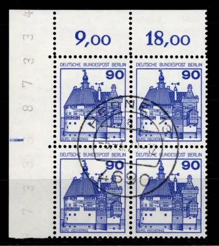 Berlin 588 Ecke 1 RZD im 4er Block gestempelt mit Tagesstempel #DCE36