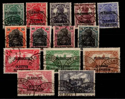 Deutsche Abstimmungsgebiete Allenstein 1-14 gestempelt #DCF56