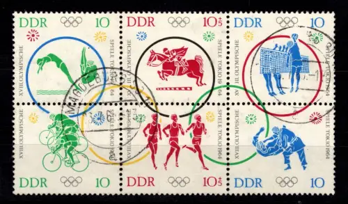 DDR 1039-1044 gestempelt Sechserblock #DCF00