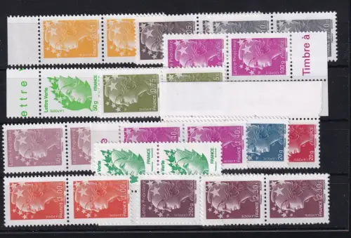 Frankreich Lot aus Freimarken Marianne postfrisch als Frankaturware #DCG07