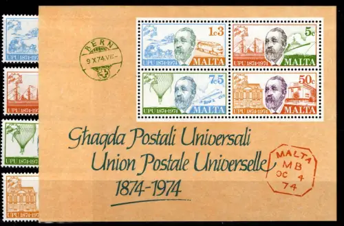 Malta 497-500 und Block 4 postfrisch #DCE91
