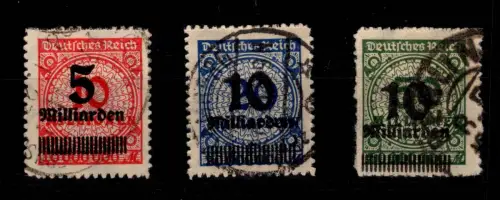 Deutsches Reich 334-336 B gestempelt geprüft Infla #DCF31