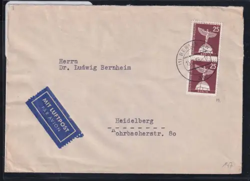 Berlin 147 auf Brief als Mehrfachfrankatur Luftpost #DCG35