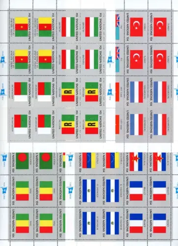 UNO New York Kleinbogen 348-363 postfrisch Flaggen #ID370