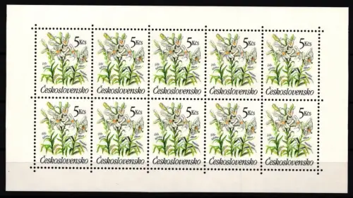 Tschechoslowakei 3041 postfrisch als Kleinbogen, Blumen #JI541