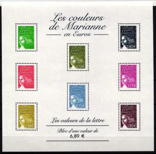 Frankreich 3709-3714 u. a. postfrisch ZD-Bogen Marianne #NM797