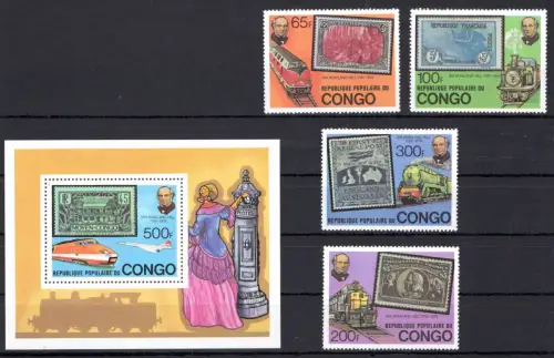 Kongo (Brazzaville) Block 19 + 680-683 postfrisch Eisenbahn + Briefmarken #OM158