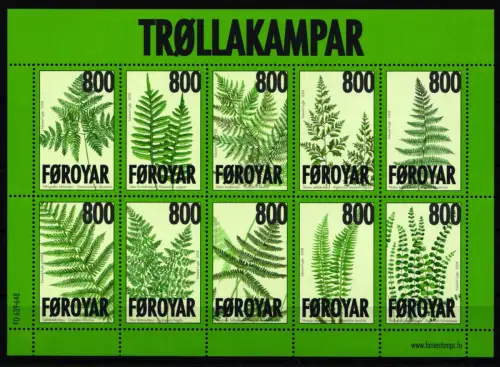 Dänemark Färöer 647-656 postfrisch als Kleinbogen #NP824
