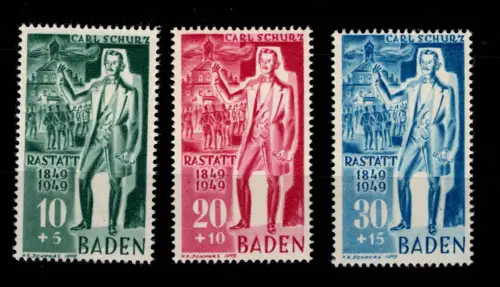 Französische Zone Baden 50-52 postfrisch #OR677
