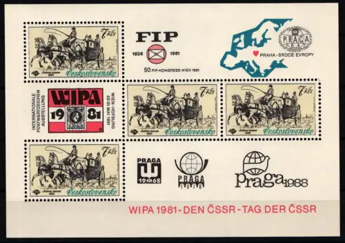 Tschechoslowakei Block 44 postfrisch PRAGA 1982 #JI481