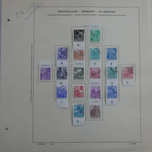 DDR Teilsammlung mit oft sauberen Vollstempeln auf alten Seiten #MA344